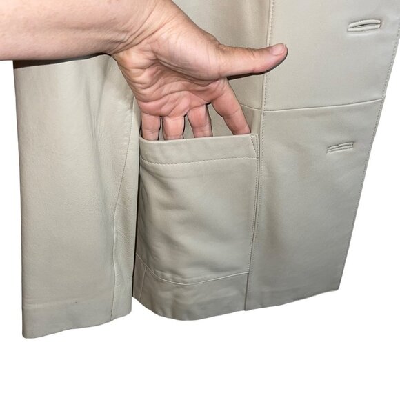 Classiques Entier Vintage Womens Blazer Jacket Size Small Beige Leather - Picture 6 of 10